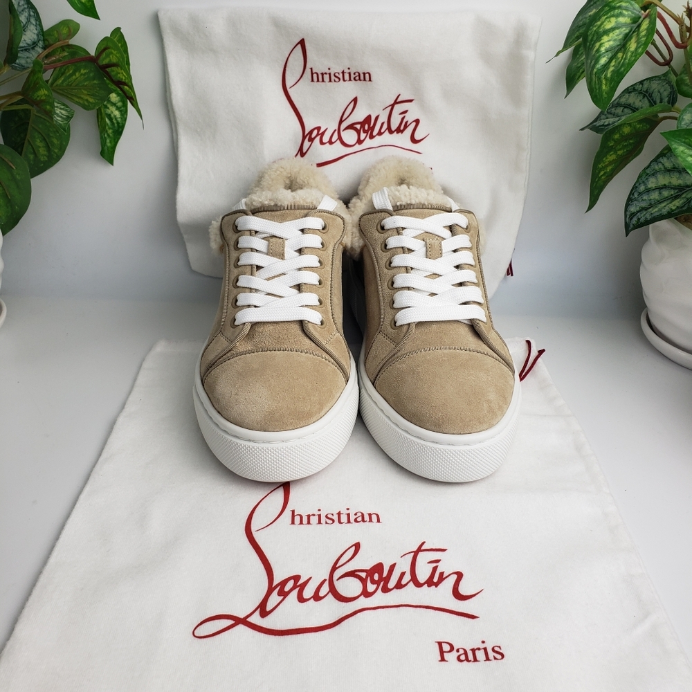 Christian Louboutin Suede Shearling Sneaker Vieirissima Leather NEW 38 / 8 - Picture 6 of 17